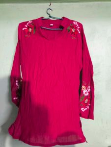 Embroidered Pink Top