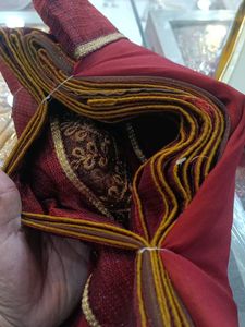 Maroon &amp; Gold Saree