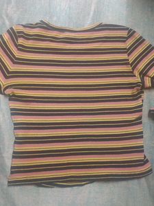Striped Crop Top with Donut Patch