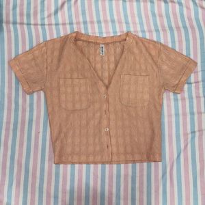 Peach Button-Down Top