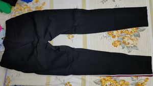 Black Track Pants with Striped Detail