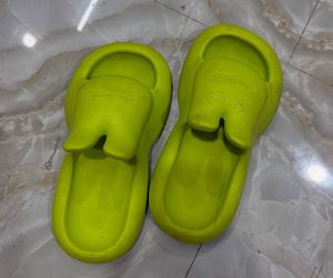 Neon Green Comfort Slides