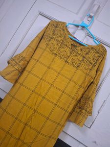 Mustard Yellow Printed Kurta