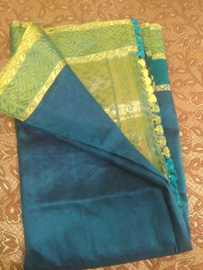 pure blue silk saree with Blouse