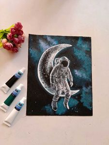 Astronaut Moon Painting