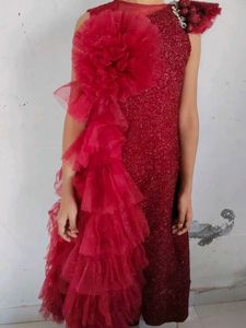 Maroon Wedding Frock Fully Party Wear Flour Lenth