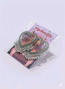 Heart Floral Dangle Earrings