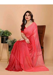 BRAND NEW PINK &amp; RED SHADE SAREE WITH ATTACH BLOUS