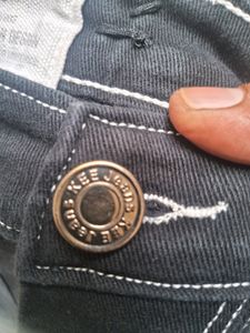 Dark Wash Cargo Pants with Contrast Stitching
