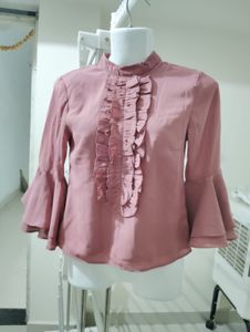Size S- Elegant Ruffled Bell Sleeve Top