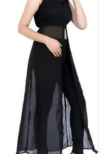 Sleeveless Black Sheer Overlay Top🖤