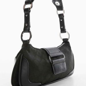 Mango Textured Structured Shoulder Bag