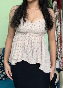 Floral Print Wrap Top.