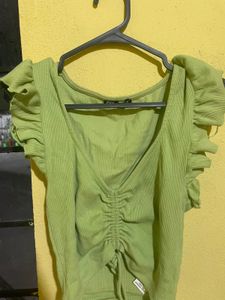 Zara Green Ruffle Top