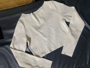 White Long Sleeve Crop Top