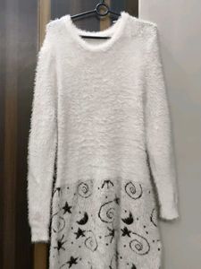 Fluffy White Sweater Dress