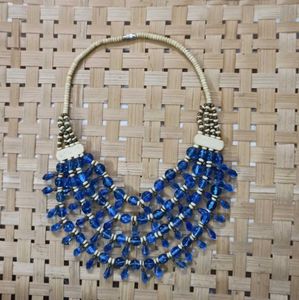 Layered Blue Beaded Necklace