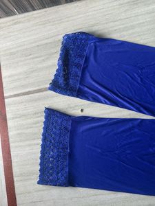 Blue Lace Trim Palazzo Pants (XxL)