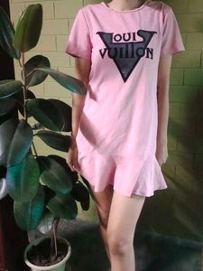 Pink Louis Vuitton Inspired T-Shirt Dress