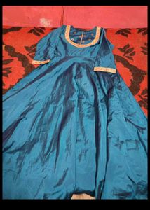 Elegant Teal Ethnic ball heavy ghera Gown Dupatta