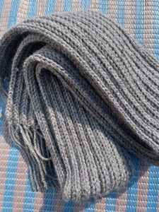 Gray Knitted Winter Scarf
