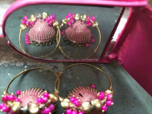 Pink Jhumka Earrings