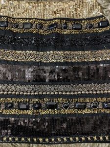 Black Vintage Ibiza Style Embellished Mini Skirt
