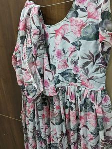 Floral Print Dress with Dupatta