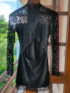 Backless Black Lace Mini Bodycon Dress