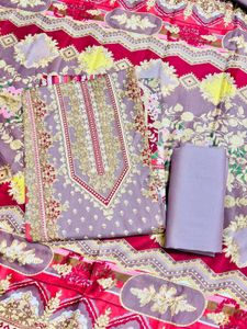 Floral Print Unstitched Suit