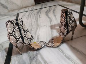Snake Print Heels Sandals Boots Style Size 39