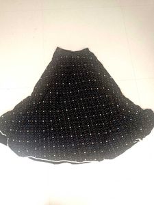 New Unused Full Flared Polka Dot Midi Skirt