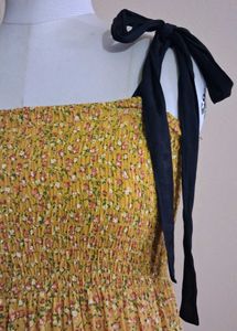 Floral Tie-Strap Smocked Dress