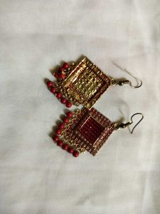 Red Beaded Earrings