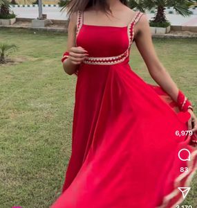 Elegant Red Anarkali Dress