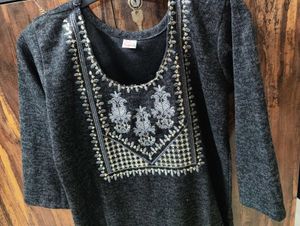 Embroidered Knit woolen kurti