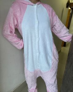 Pink dinosaur-themed onesie (for Adult)