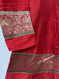 Red Ethnic Buttoned Kurta| Sherwani