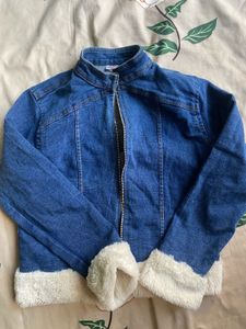 Denim Jacket with Fur Trim