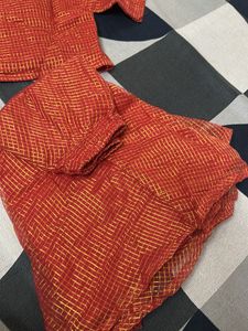 Red &amp; Gold Indian Skirt Set For Kids