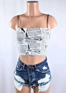 Newsprint crop top ( free size)