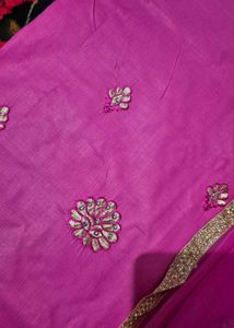 Pink Embroidered Dress Material