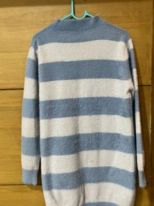 Blue &amp; White Striped Sweater Dress