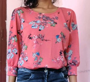 Max Coral Printed Top