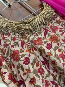 Elegant Floral Cotton Blend Ethnic Gown