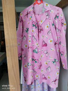 Stitched Pink Butterfly Night Suit