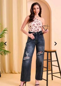 Ripped Wide Leg Jeans