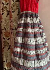 Red & White Print Dress