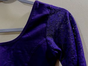 Purple Lace Sleeve Blouse