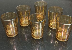 Amber Textured Drinking Glasses (Set of 6)- New